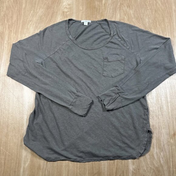 James Perse Women’s Gray Long Sleeve Front Pocket Pullover Long Sleeve Size 1 - Picture 1 of 4
